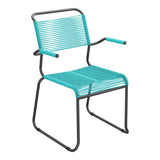 Schaffner Säntis Fauteuil repas Spaghetti pieds en luge – Turquoise 58 / Noir 91