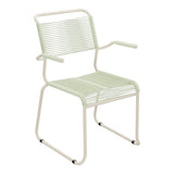 Schaffner Säntis Fauteuil repas Spaghetti pieds en luge – Vert Pastel 64 / Sable Pastel 15