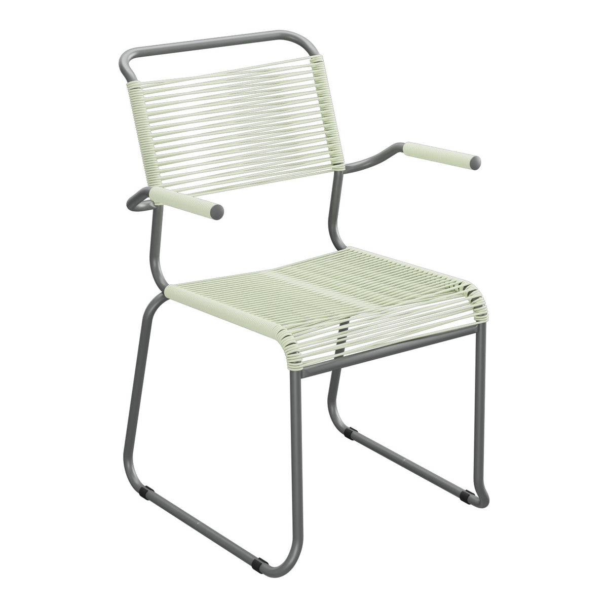 Schaffner Säntis Fauteuil repas Spaghetti pieds en luge – Vert Pastel 64 / Graphite 73