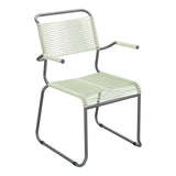 Schaffner Säntis Fauteuil repas Spaghetti pieds en luge – Vert Pastel 64 / Graphite 73