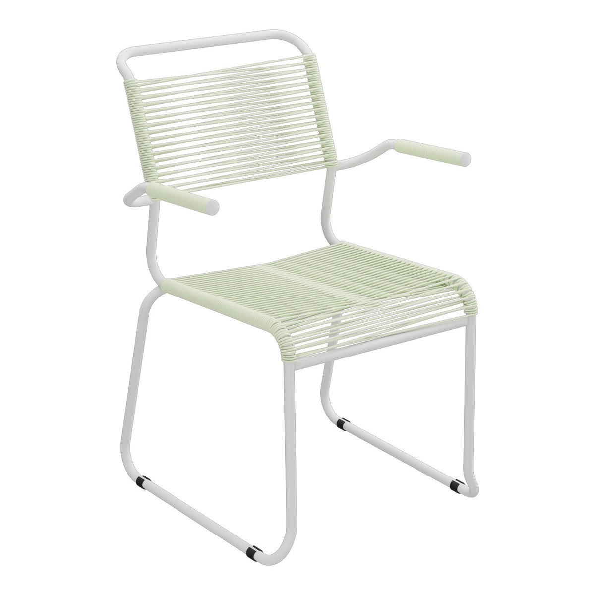 Schaffner Säntis Fauteuil repas Spaghetti pieds en luge – Vert Pastel 64 / Gris Argent 78