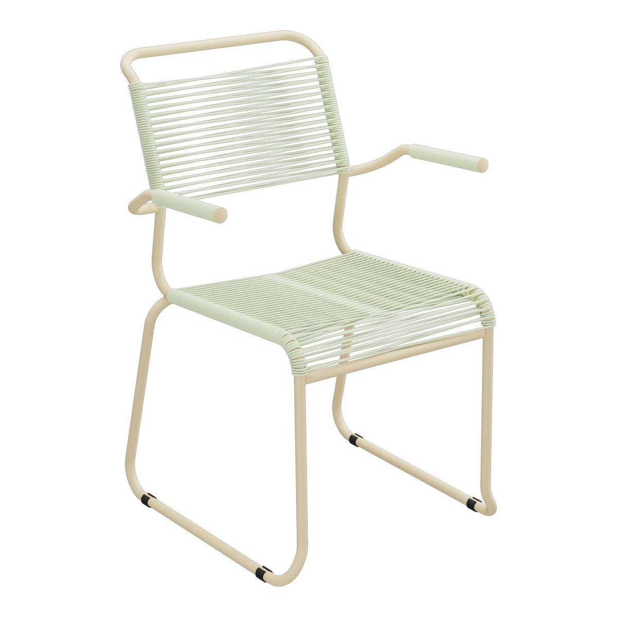 Schaffner Säntis Fauteuil repas Spaghetti pieds en luge – Vert Pastel 64 / Marron Pastel 83