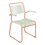 Schaffner Säntis Fauteuil repas Spaghetti pieds en luge – Vert Pastel 64 / Terracotta 84