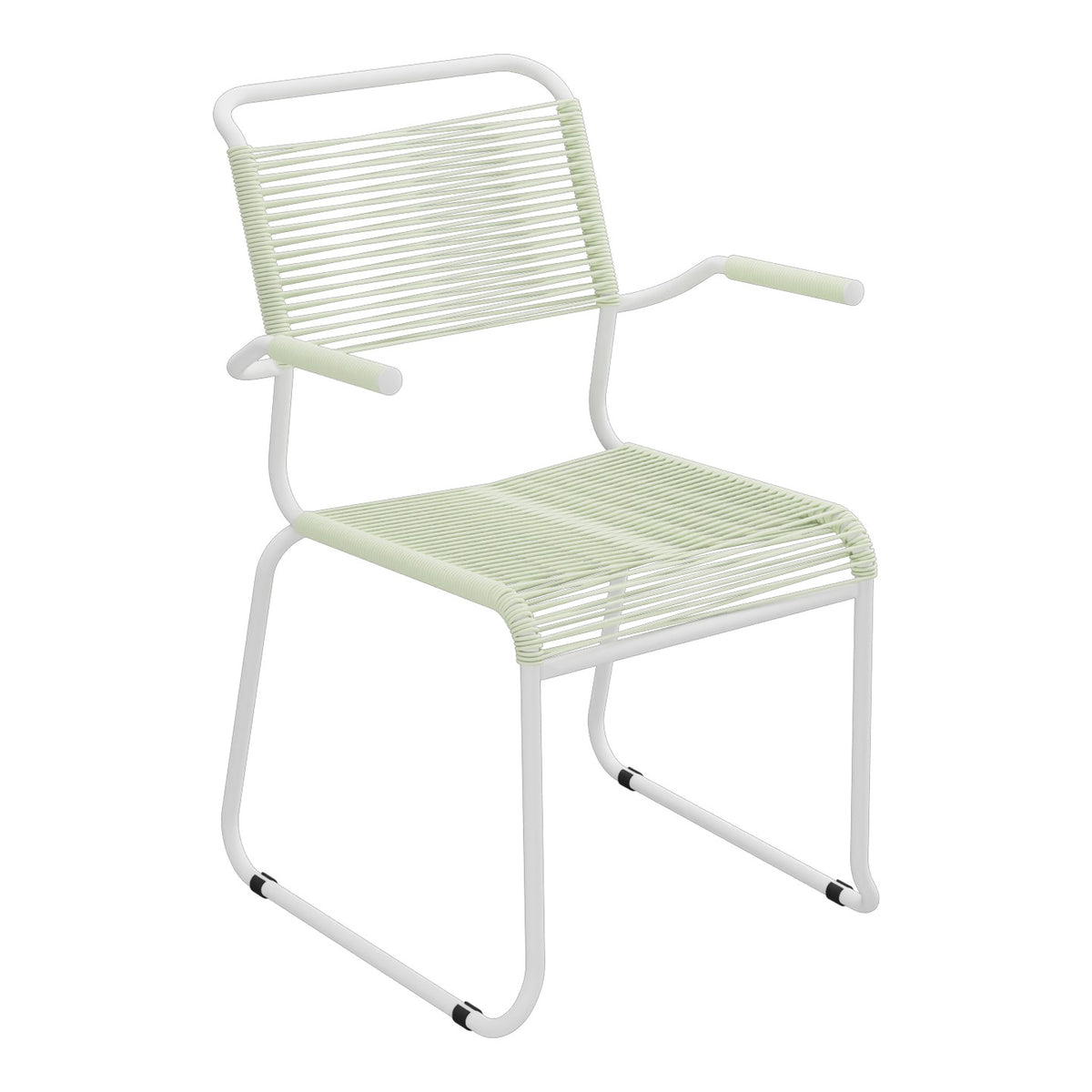 Schaffner Säntis Fauteuil repas Spaghetti pieds en luge – Vert Pastel 64 / Blanc 90