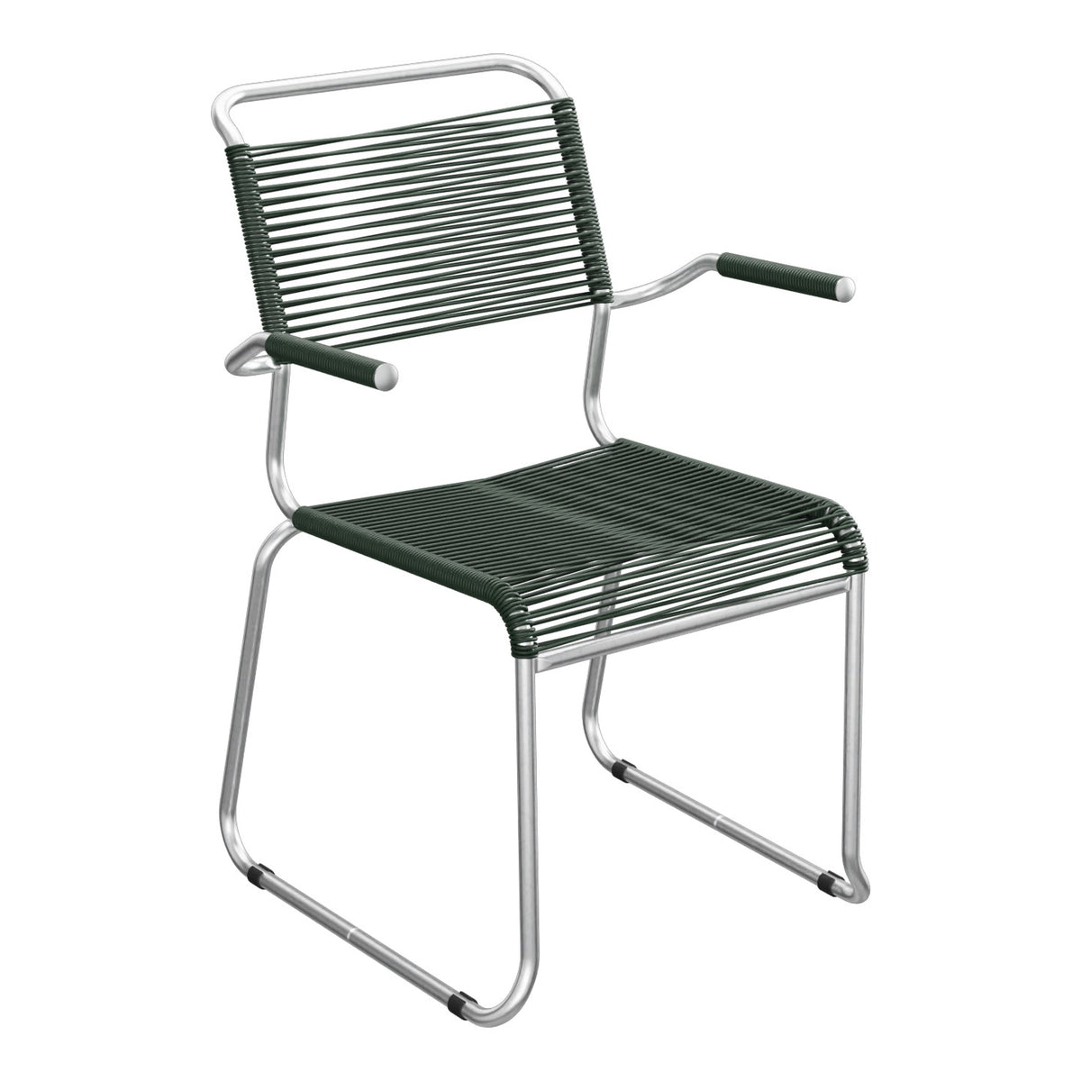 Schaffner Säntis Fauteuil repas Spaghetti pieds en luge – Vert Sapin 66 / Galvanisé à chaud 02