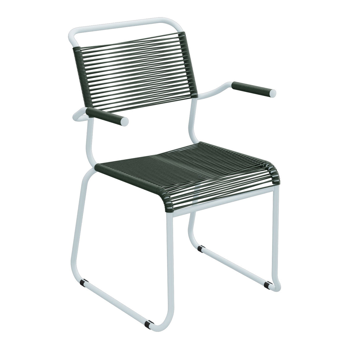 Schaffner Säntis Fauteuil repas Spaghetti pieds en luge – Vert Sapin 66 / Bleu Pastel 51