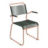 Schaffner Säntis Fauteuil repas Spaghetti pieds en luge – Vert Sapin 66 / Terracotta 84