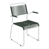 Schaffner Säntis Fauteuil repas Spaghetti pieds en luge – Vert Sapin 66 / Blanc 90