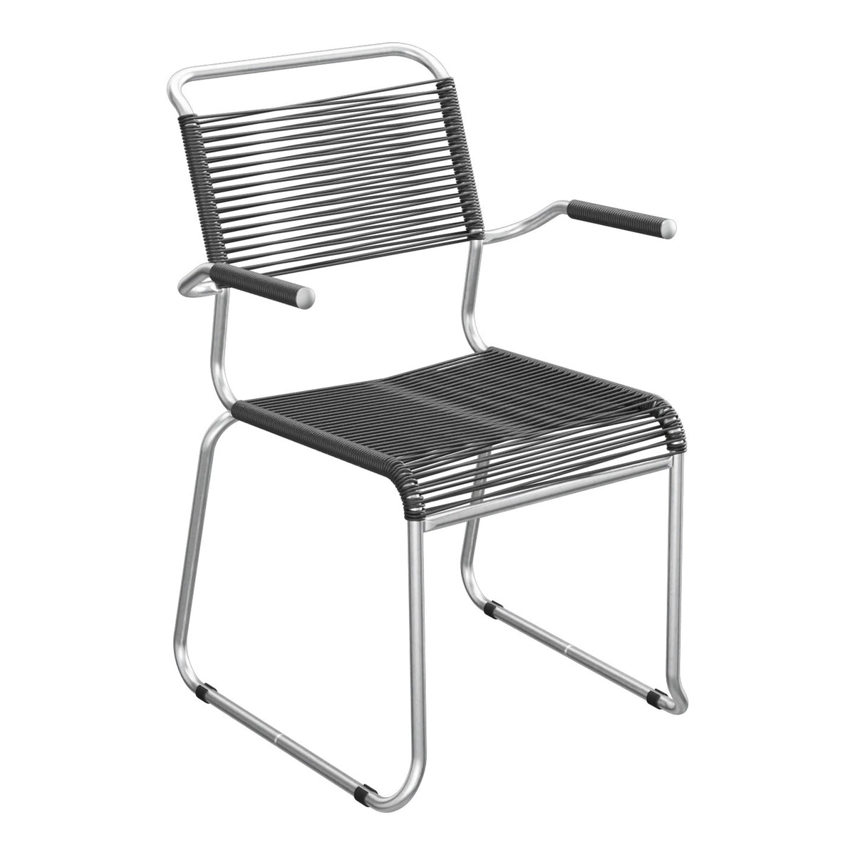 Schaffner Säntis Fauteuil repas Spaghetti pieds en luge – Anthracite 77 / Galvanisé à chaud 02