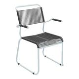 Schaffner Säntis Fauteuil repas Spaghetti pieds en luge – Anthracite 77 / Bleu Pastel 51