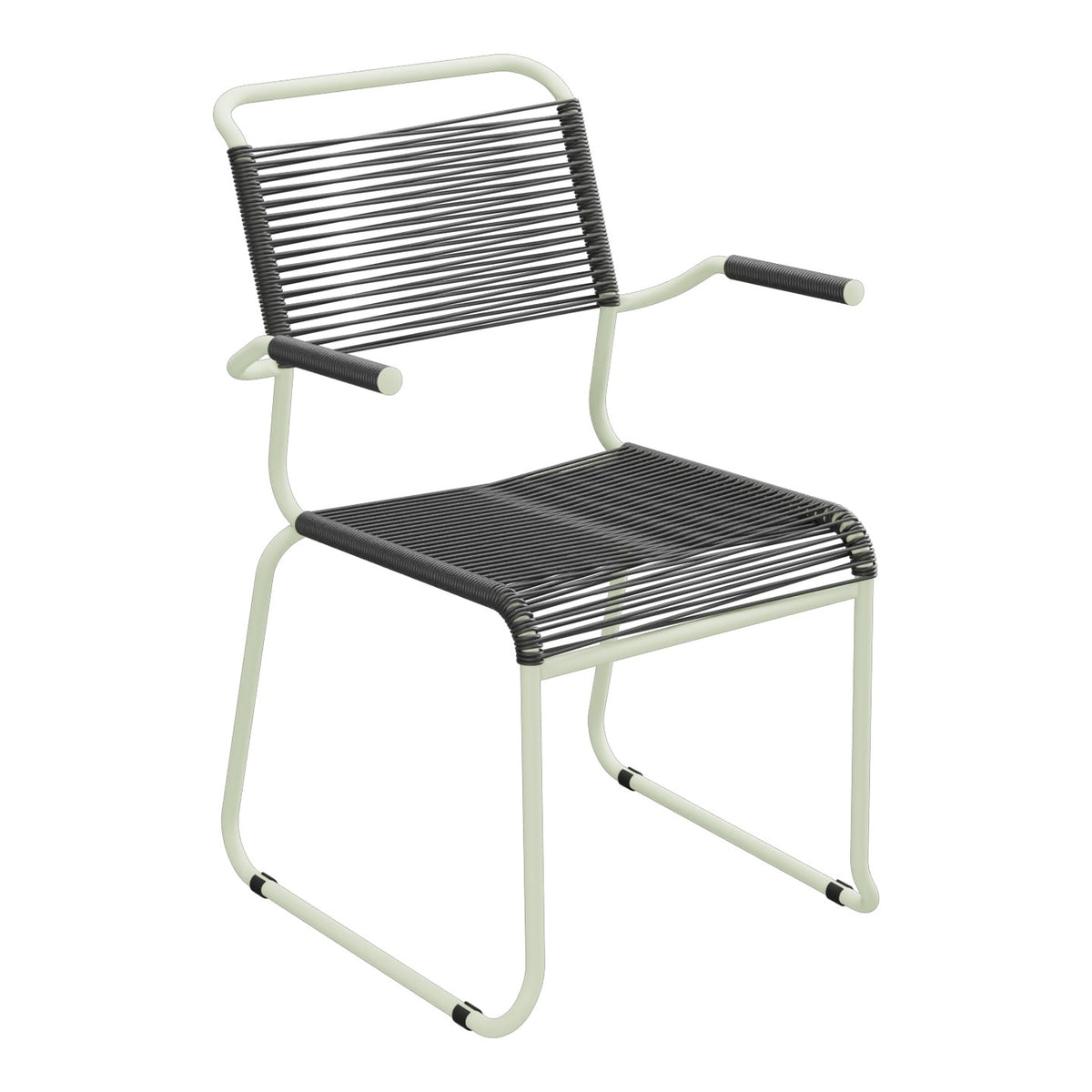 Schaffner Säntis Fauteuil repas Spaghetti pieds en luge – Anthracite 77 / Vert Pastel 64