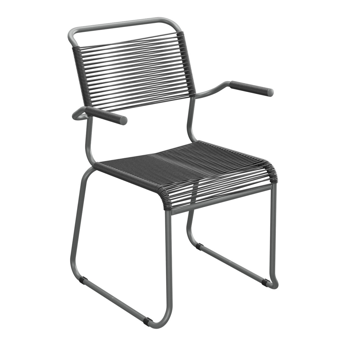 Schaffner Säntis Fauteuil repas Spaghetti pieds en luge – Anthracite 77 / Graphite 73