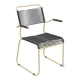 Schaffner Säntis Fauteuil repas Spaghetti pieds en luge – Anthracite 77 / Marron Pastel 83