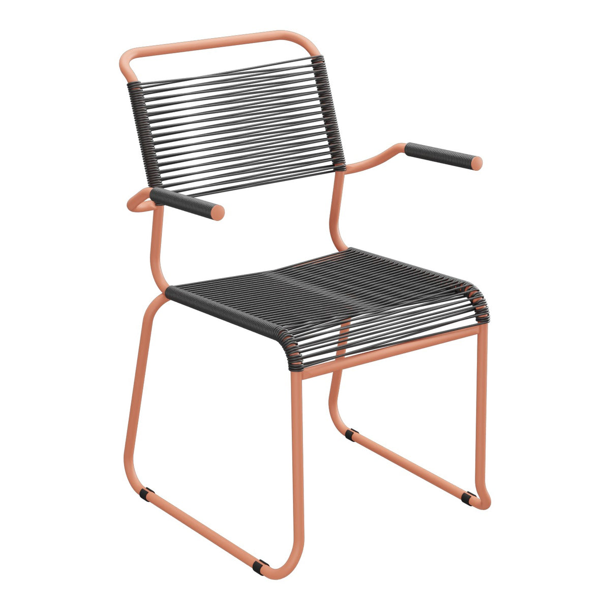 Schaffner Säntis Fauteuil repas Spaghetti pieds en luge – Anthracite 77 / Terracotta 84
