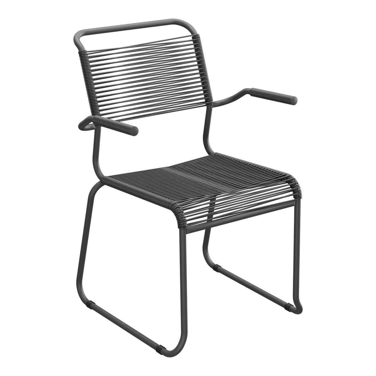 Schaffner Säntis Fauteuil repas Spaghetti pieds en luge – Anthracite 77 / Noir 91