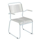 Schaffner Säntis Fauteuil repas Spaghetti pieds en luge – Gris Argent 78 / Bleu Pastel 51
