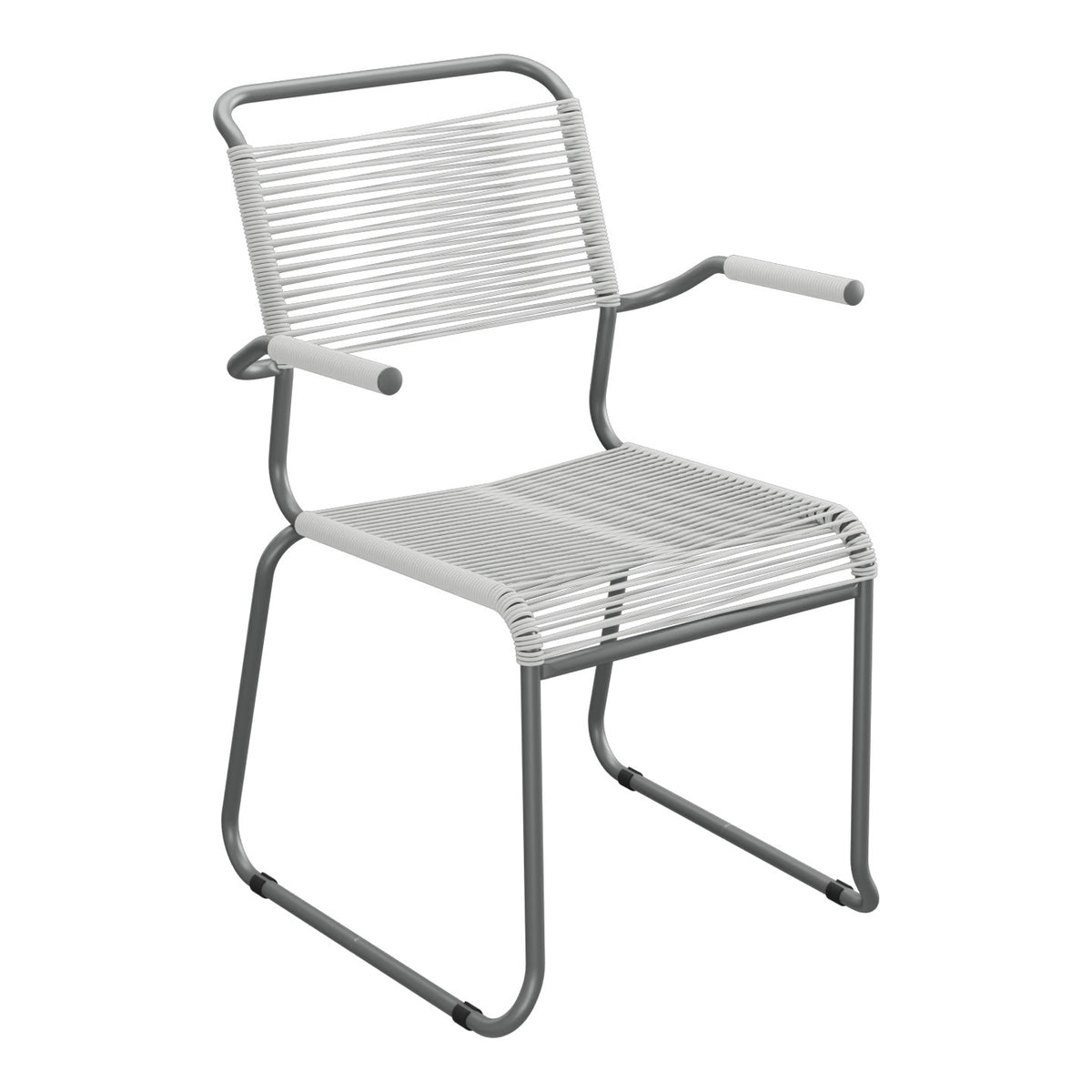 Schaffner Säntis Fauteuil repas Spaghetti pieds en luge – Gris Argent 78 / Graphite 73