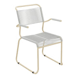 Schaffner Säntis Fauteuil repas Spaghetti pieds en luge – Gris Argent 78 / Marron Pastel 83