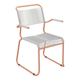Schaffner Säntis Fauteuil repas Spaghetti pieds en luge – Gris Argent 78 / Terracotta 84