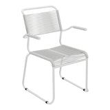 Schaffner Säntis Fauteuil repas Spaghetti pieds en luge – Gris Argent 78 / Blanc 90