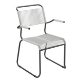 Schaffner Säntis Fauteuil repas Spaghetti pieds en luge – Gris Argent 78 / Noir 91