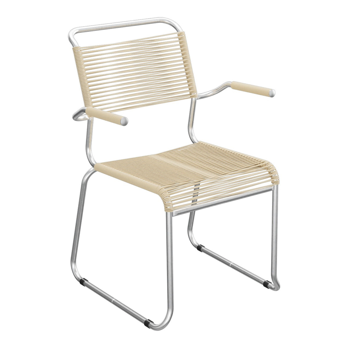 Schaffner Säntis Fauteuil repas Spaghetti pieds en luge – Marron Pastel 83 / Galvanisé à chaud 02