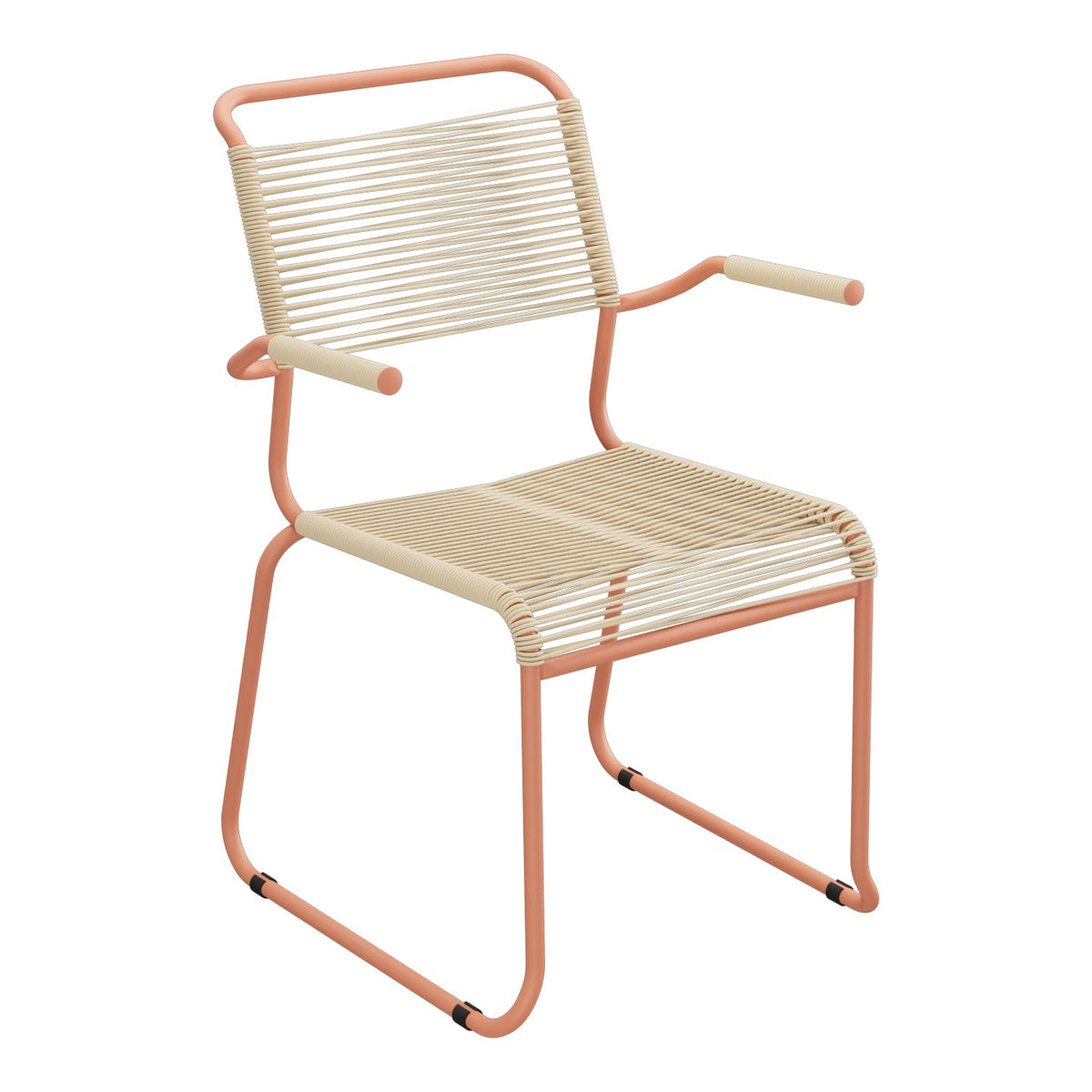 Schaffner Säntis Fauteuil repas Spaghetti pieds en luge – Marron Pastel 83 / Terracotta 84