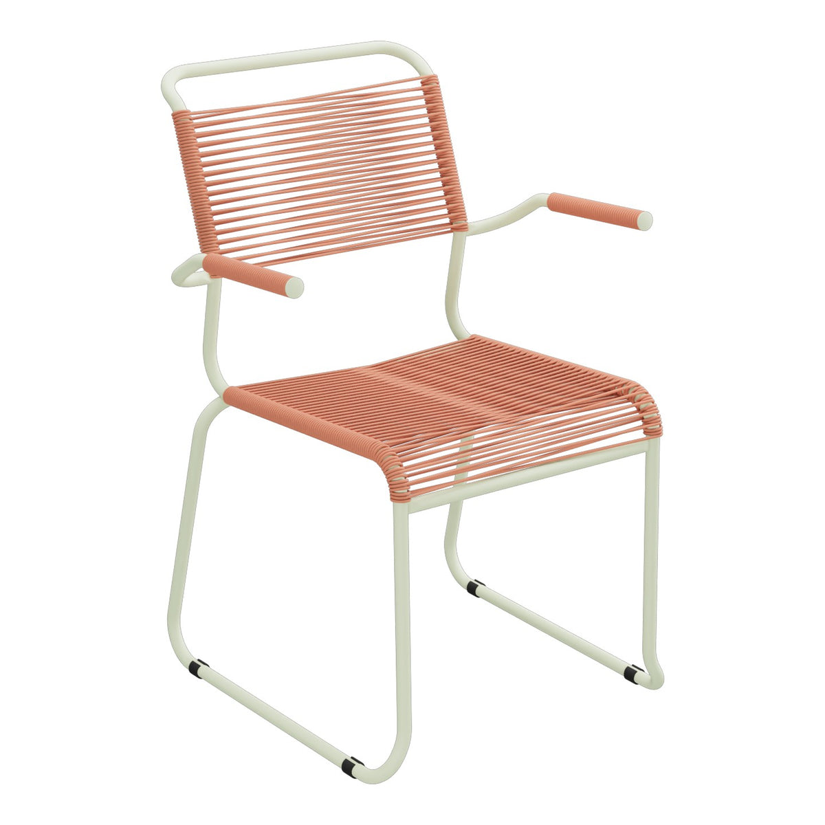 Schaffner Säntis Fauteuil repas Spaghetti pieds en luge – Terracotta 84 / Vert Pastel 64