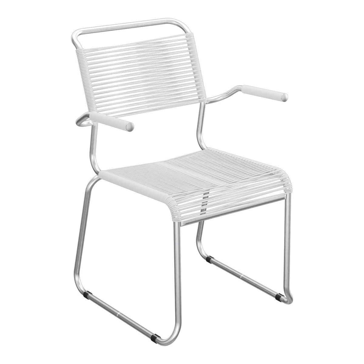 Schaffner Säntis Fauteuil repas Spaghetti pieds en luge – Blanc 90 / Galvanisé à chaud 02