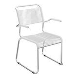 Schaffner Säntis Fauteuil repas Spaghetti pieds en luge – Blanc 90 / Galvanisé à chaud 02
