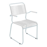 Schaffner Säntis Fauteuil repas Spaghetti pieds en luge – Blanc 90 / Bleu Pastel 51