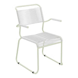 Schaffner Säntis Fauteuil repas Spaghetti pieds en luge – Blanc 90 / Vert Pastel 64