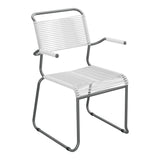 Schaffner Säntis Fauteuil repas Spaghetti pieds en luge – Blanc 90 / Graphite 73