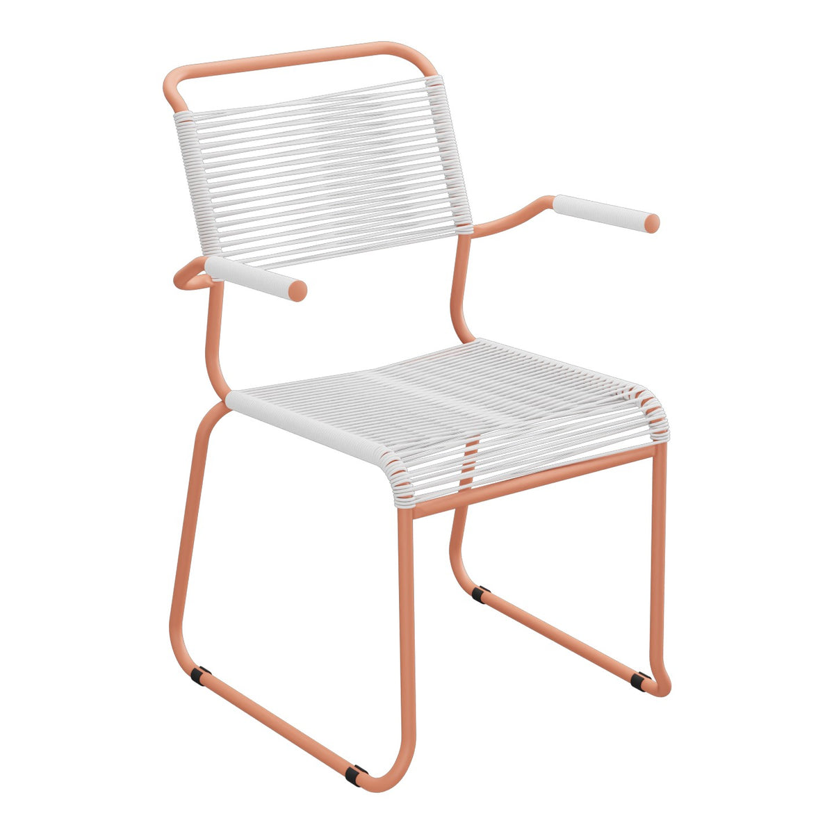 Schaffner Säntis Fauteuil repas Spaghetti pieds en luge – Blanc 90 / Terracotta 84