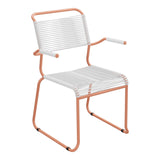 Schaffner Säntis Fauteuil repas Spaghetti pieds en luge – Blanc 90 / Terracotta 84