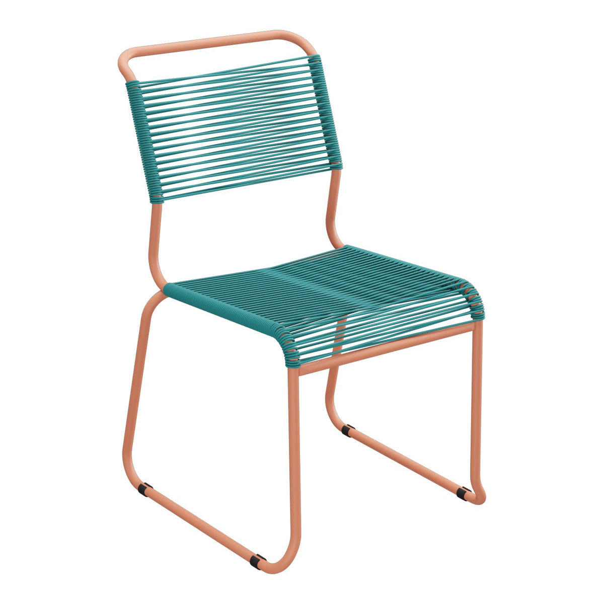 Schaffner Säntis Chaise luge Spaghetti – Bleu Kali 56 / Terracotta 84
