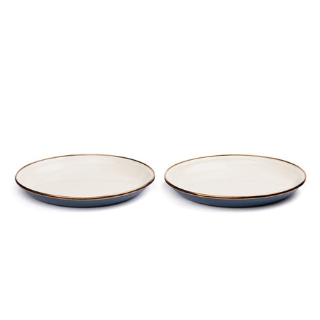 Barebones Enamel Deep Plate Set Ensemble de 2 assiettes Ø27.9cm 2-Tone indigo blue 