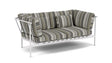 Barlow Tyrie Around Deep Seating Canapé 2 places accoudoirs alu avec coussins Armature Artic White Quadri Grey 3778V Laminé Waterproof 