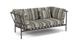 Barlow Tyrie Around Deep Seating Canapé 2 places accoudoirs alu avec coussins Armature Forge Grey Quadri Grey 3778V Laminé Waterproof 