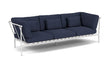 Barlow Tyrie Around Deep Seating Canapé 3 places accoudoirs alu avec coussins Armature Artic White Indigo 18017V Laminé Waterproof 