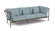 Barlow Tyrie Around Deep Seating Canapé 3 places accoudoirs alu avec coussins Armature Forge Grey Porto Blue Chine 3776V Laminé Waterproof 