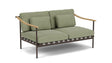 Barlow Tyrie Aura Deep Seating Canapé 2 places accoudoirs teck avec coussins Armature Forge Grey Canvas Almond 3983V Laminé Waterproof 