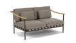 Barlow Tyrie Aura Deep Seating Canapé 2 places accoudoirs teck avec coussins Armature Forge Grey Carbon Beige 10065V Laminé Waterproof 