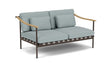 Barlow Tyrie Aura Deep Seating Canapé 2 places accoudoirs teck avec coussins Armature Forge Grey Frosty Chine 10025V Laminé Waterproof 