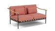 Barlow Tyrie Aura Deep Seating Canapé 2 places accoudoirs teck avec coussins Armature Forge Grey Natte Flamingo 10234V Laminé Waterproof 