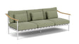 Barlow Tyrie Aura Deep Seating Canapé 3 places accoudoirs teck avec coussins Armature Artic White Canvas Almond 3983V Laminé Waterproof 