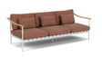 Barlow Tyrie Aura Deep Seating Canapé 3 places accoudoirs teck avec coussins Armature Artic White Heritage Rust 18021V Laminé Waterproof 