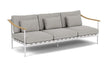Barlow Tyrie Aura Deep Seating Canapé 3 places accoudoirs teck avec coussins Armature Artic White Lead Chine 3756V Laminé Waterproof 