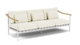 Barlow Tyrie Aura Deep Seating Canapé 3 places accoudoirs teck avec coussins Armature Artic White Natural 5404V Laminé Waterproof 