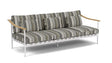 Barlow Tyrie Aura Deep Seating Canapé 3 places accoudoirs teck avec coussins Armature Artic White Quadri Grey 3778V Laminé Waterproof 